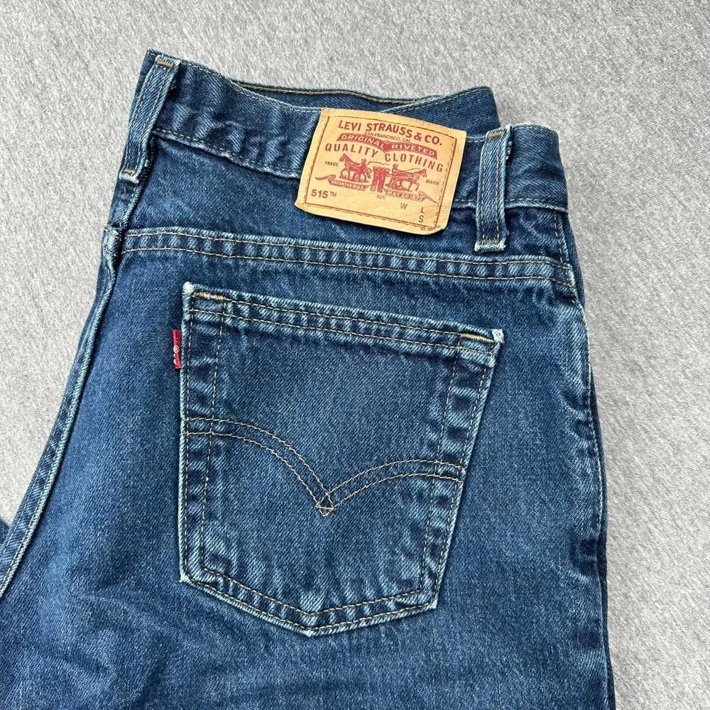 Levis 515‎ Boot Cut Low Rise Jeans Womens 12 Petite (32x27) Blue Denim Pants USA